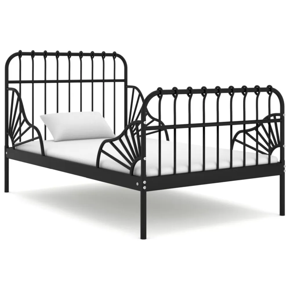 Bedframe verlengbaar metaal zwart 80x130/200 cm