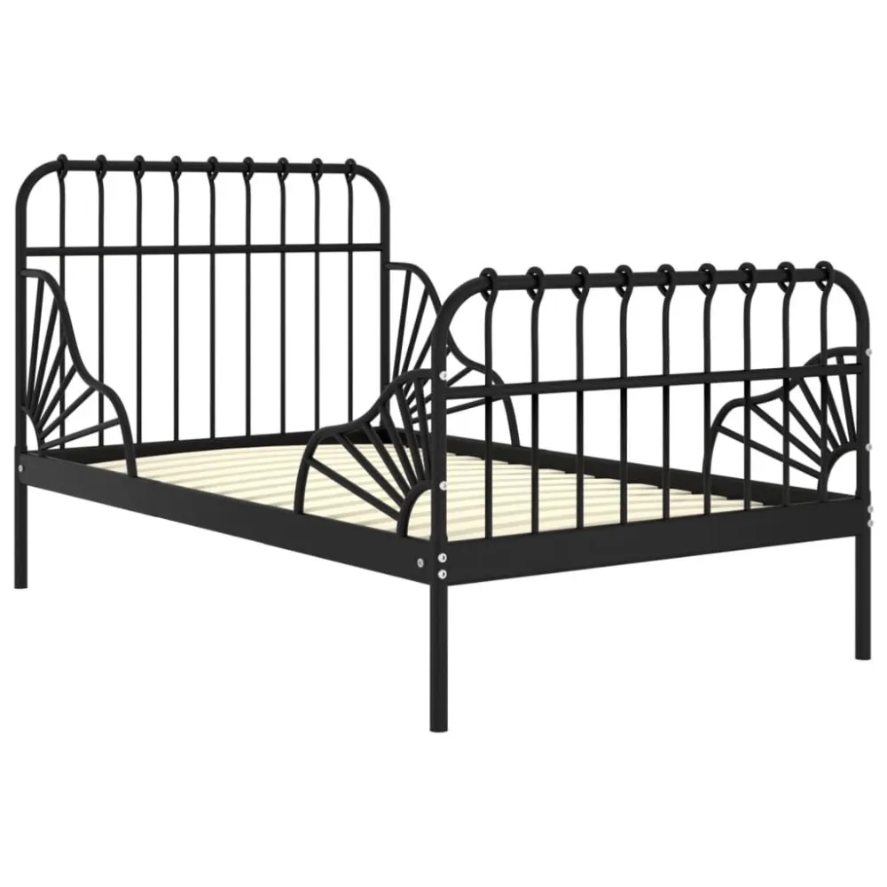 Bedframe verlengbaar metaal zwart 80x130/200 cm