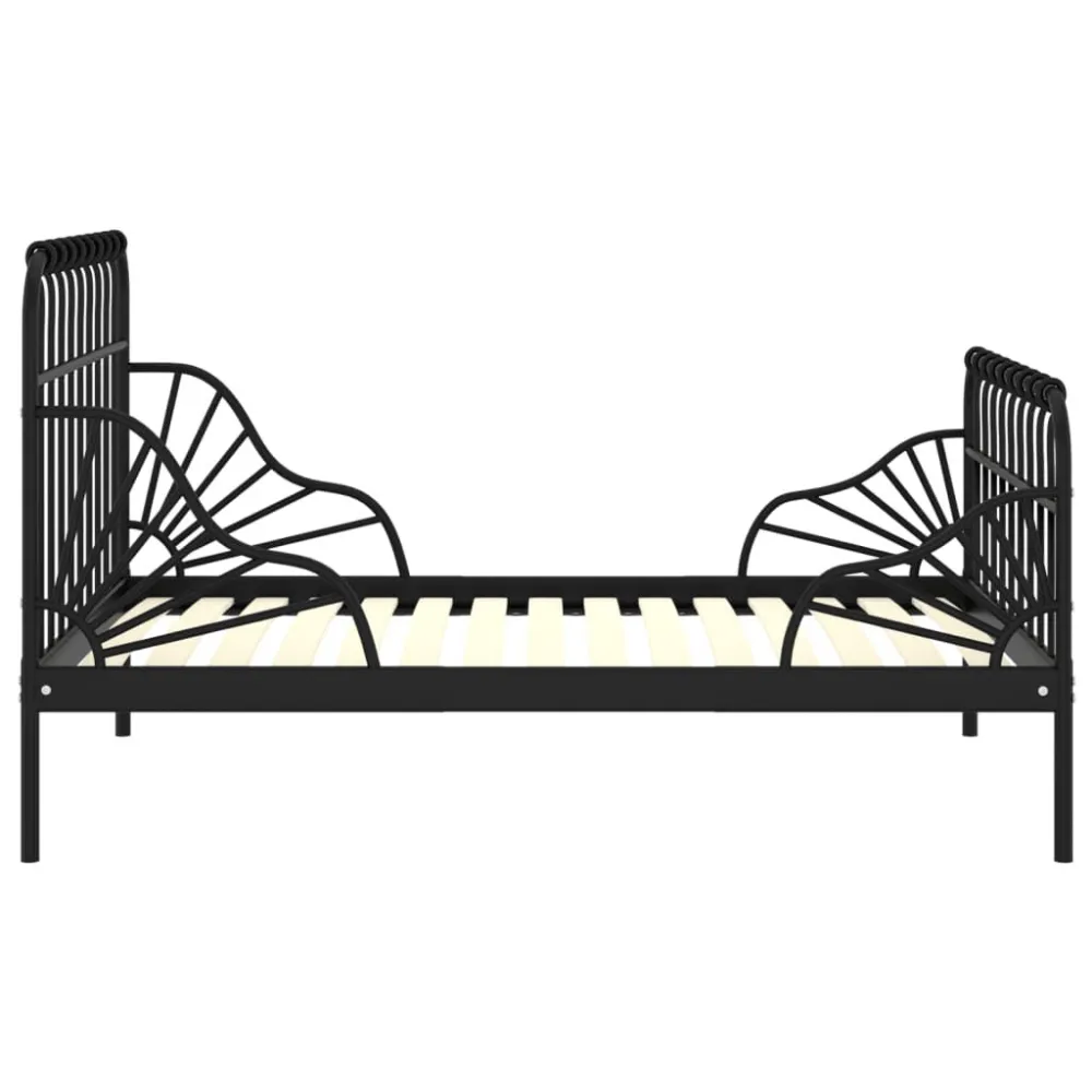 Bedframe verlengbaar metaal zwart 80x130/200 cm
