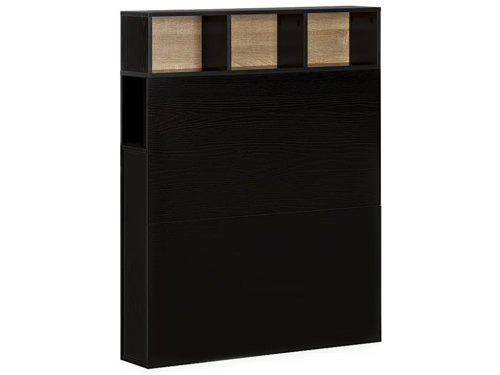 Bedhoofd Zeus 95 cm met opbergruimte Zwart, 2 Deuren 9 Vakken