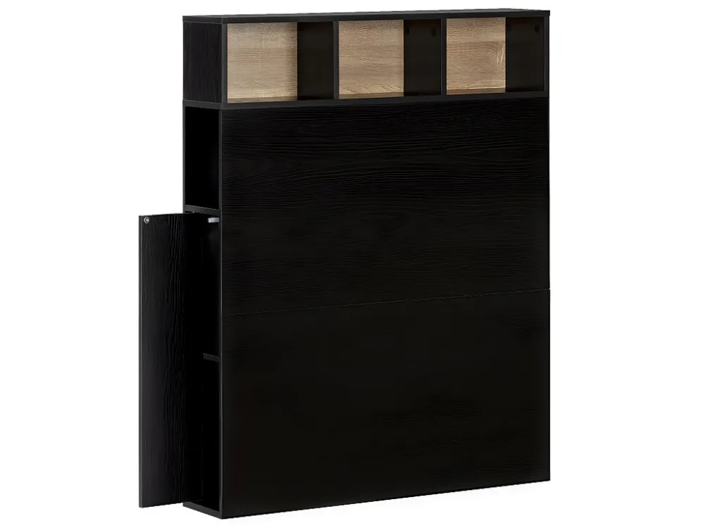 Bedhoofd Zeus 95 cm met opbergruimte Zwart, 2 Deuren 9 Vakken