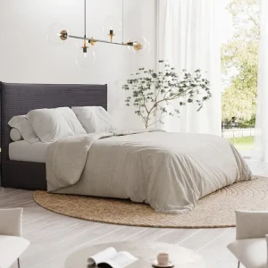 Bedhoofdeinde 160 cm corduroy fluweel antraciet grijs - AMBRILIA
