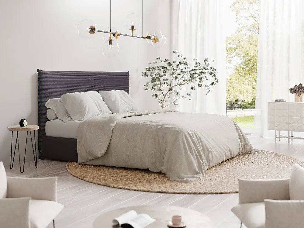 Bedhoofdeinde 160 cm corduroy fluweel antraciet grijs - AMBRILIA