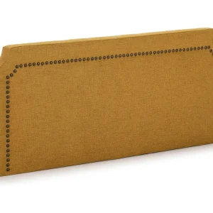 Beklede hoofdeinde Leonor 160 x 60 cm Mosterd, Spijkers Bruin, Totale Dikte 8 cm
