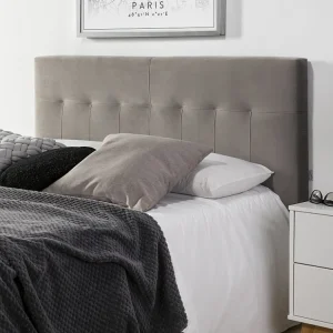 Beklede hoofdeinde Napels 160x100 cm Grijs, Fluweel, Houten poten