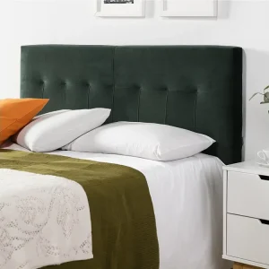 Beklede hoofdeinde Napels 160x100 cm Groen, Fluweel, Houten poten