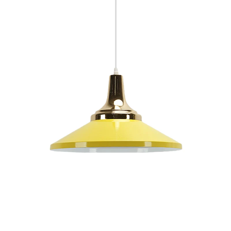 Blue/Green 1 Head Pendant Light Fixture Ouderwets Style Metallic Cone Shade Hanging Lamp Bedside White