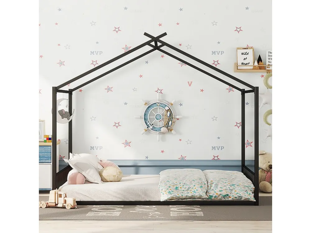 Cabinebed 140x200 cm - ijzeren frame - Zwart