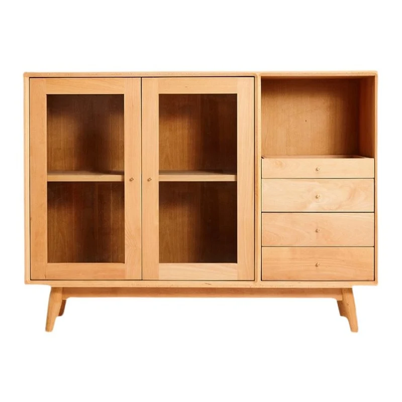 Contemporary Massief Wood Side Board Glass Doors Side Board Drawers 47l