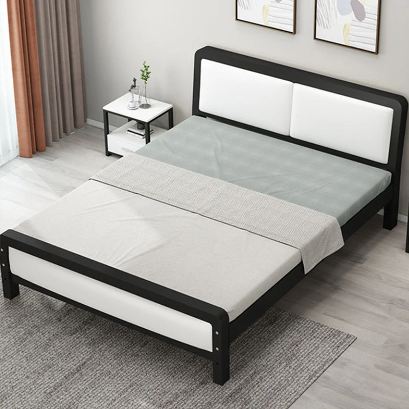 Contemporary Metal Bed Slat Headboard Rectangular Aanpasbaar Bed White
