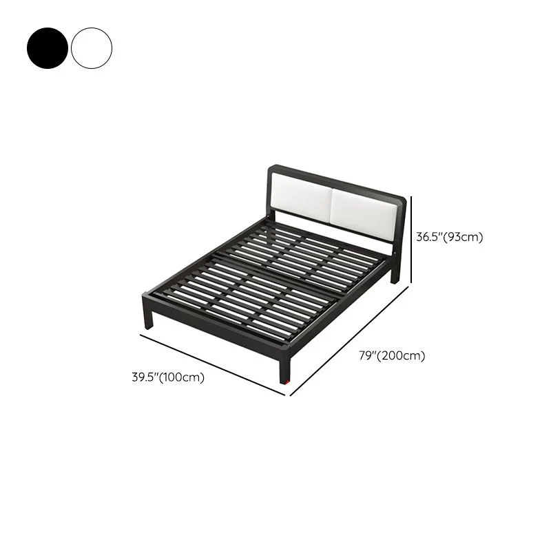 Contemporary Metal Bed Slat Headboard Rectangular Aanpasbaar Bed White