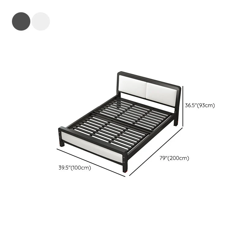 Contemporary Metal Bed Slat Headboard Rectangular Aanpasbaar Bed White