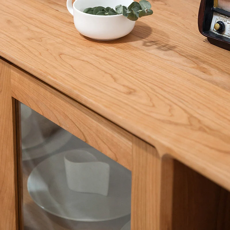 Contemporary Solid Wood Side Board Glaswerk Doors Side Board Drawers 47l