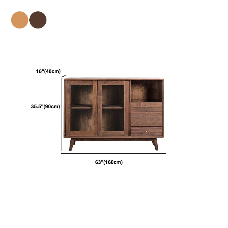 Contemporary Solid Wood Side Board Glaswerk Doors Side Board Drawers 47l