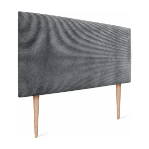 DHOME Effen corduroy hoofdeinde 135x115 met bedpoten 120/135/140 - Donkergrijs