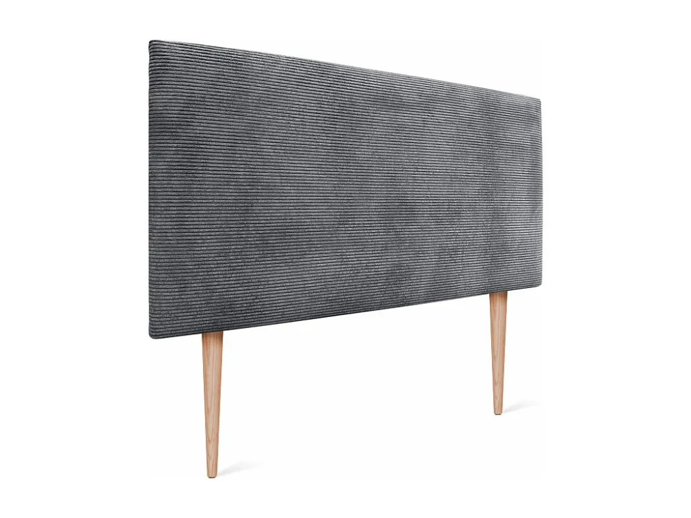 DHOME Effen corduroy hoofdeinde 135x115 met bedpoten 120/135/140 - Donkergrijs