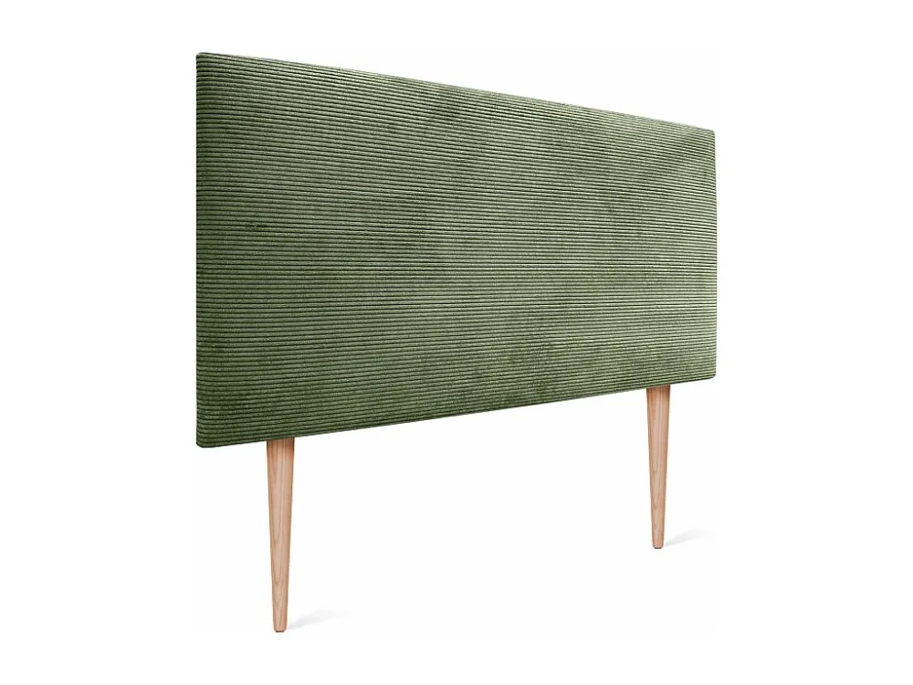 DHOME Effen corduroy hoofdeinde 150x115 met bedpoten 150/160 - Junglegroen