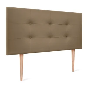 DHOME Getuft kunstleer hoofdeinde 105x115cm met bedpoten 105 - Lichtbruin