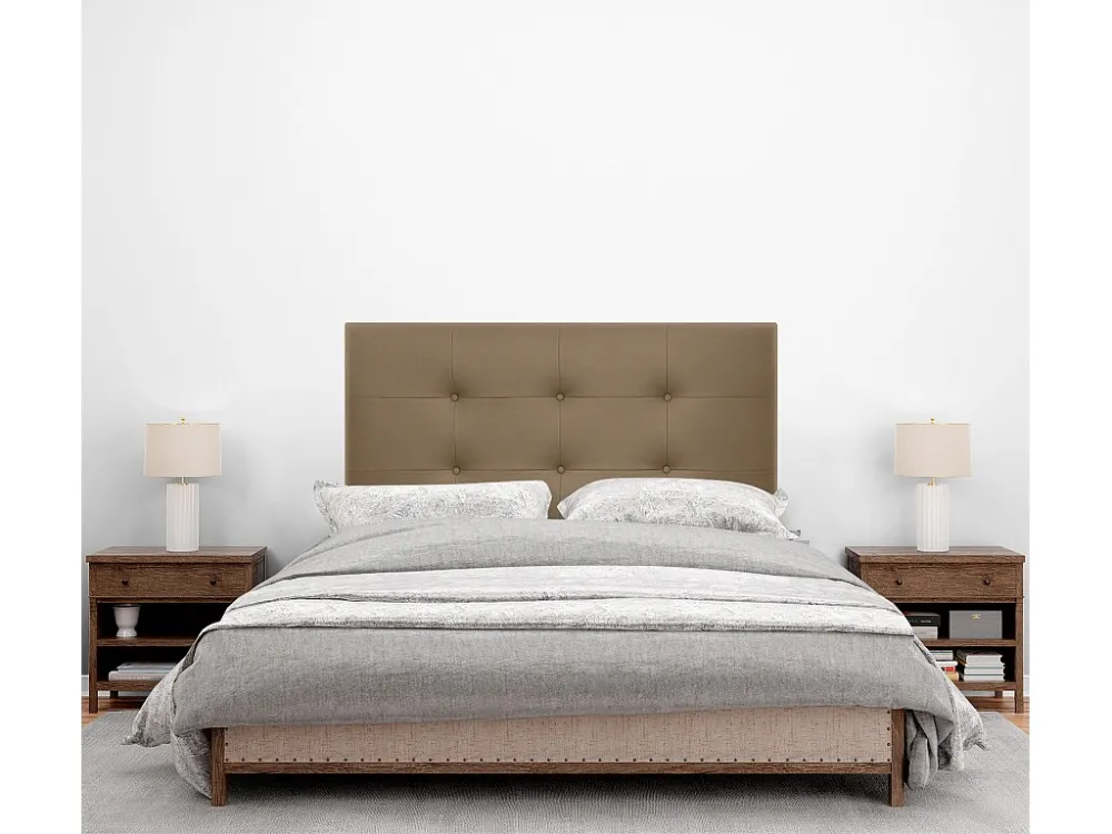 DHOME Getuft kunstleer hoofdeinde 105x115cm met bedpoten 105 - Lichtbruin