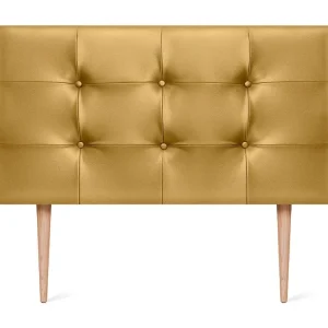 DHOME Getuft kunstleer hoofdeinde 110x115cm met bedpoten 105 - Goud