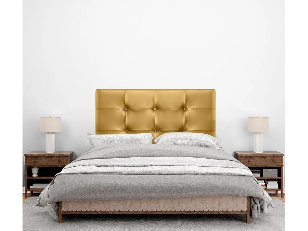 DHOME Getuft kunstleer hoofdeinde 110x115cm met bedpoten 105 - Goud