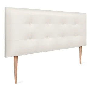 DHOME Getuft kunstleer hoofdeinde 145x115cm met bedpoten 135/140 - Beenwit