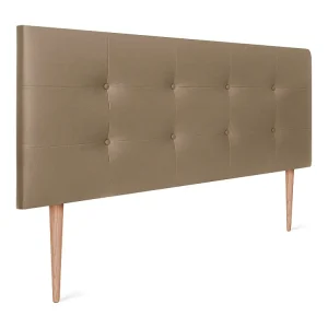 DHOME Getuft kunstleer hoofdeinde 145x115cm met bedpoten 135/140 - Lichtbruin