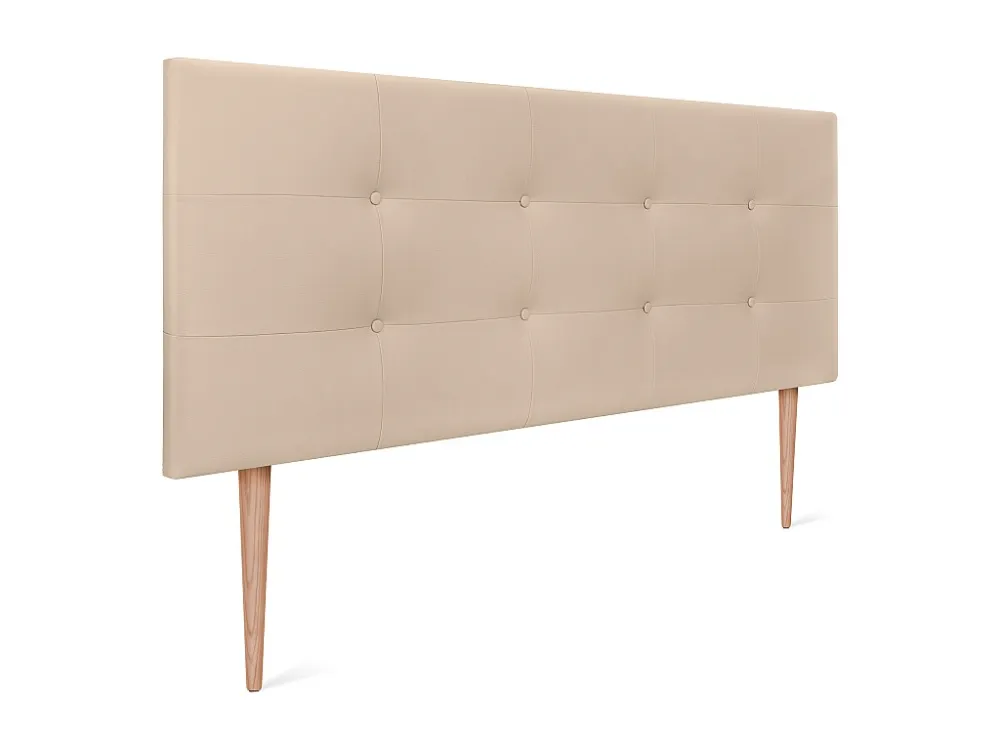DHOME Getuft kunstleer hoofdeinde 160x115cm met bedpoten 150/160 - Lichtbruin