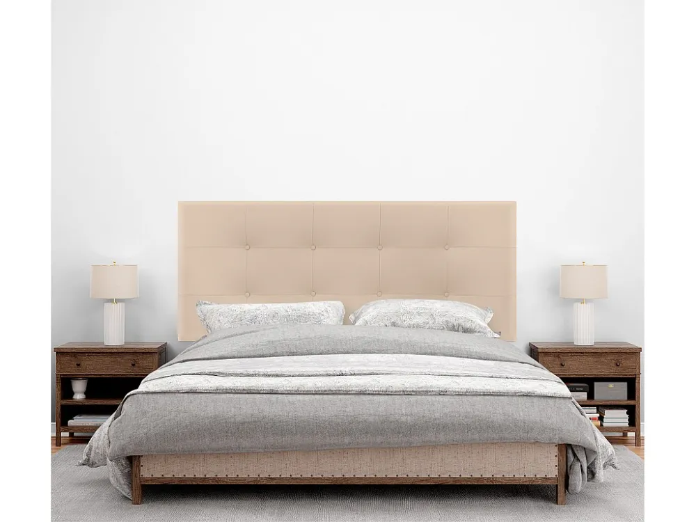 DHOME Getuft kunstleer hoofdeinde 160x115cm met bedpoten 150/160 - Lichtbruin