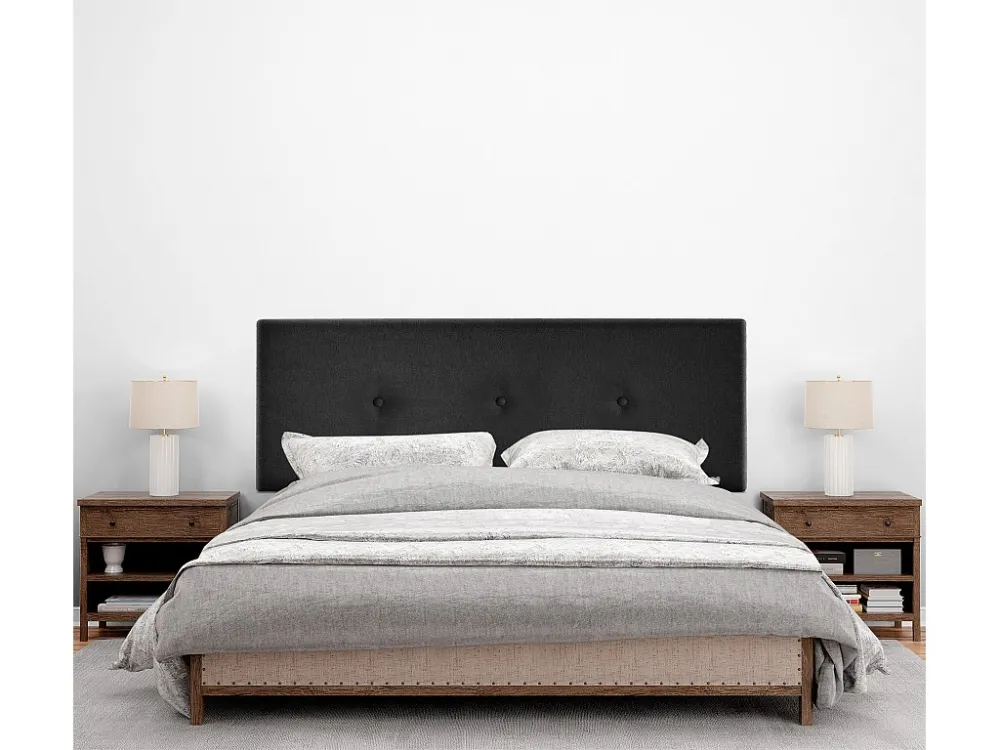 DHOME Hoofdeinde gladde aqualine stof met knopen 145x50cm bedden 135/140 - Zwart