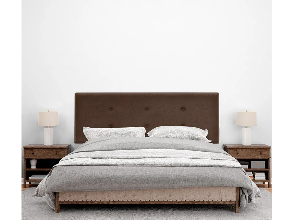 DHOME Hoofdeinde van Aqualine stof met 2 rijen knopen 145x105cm met bedpoten Bedden 135/140 - Bruin