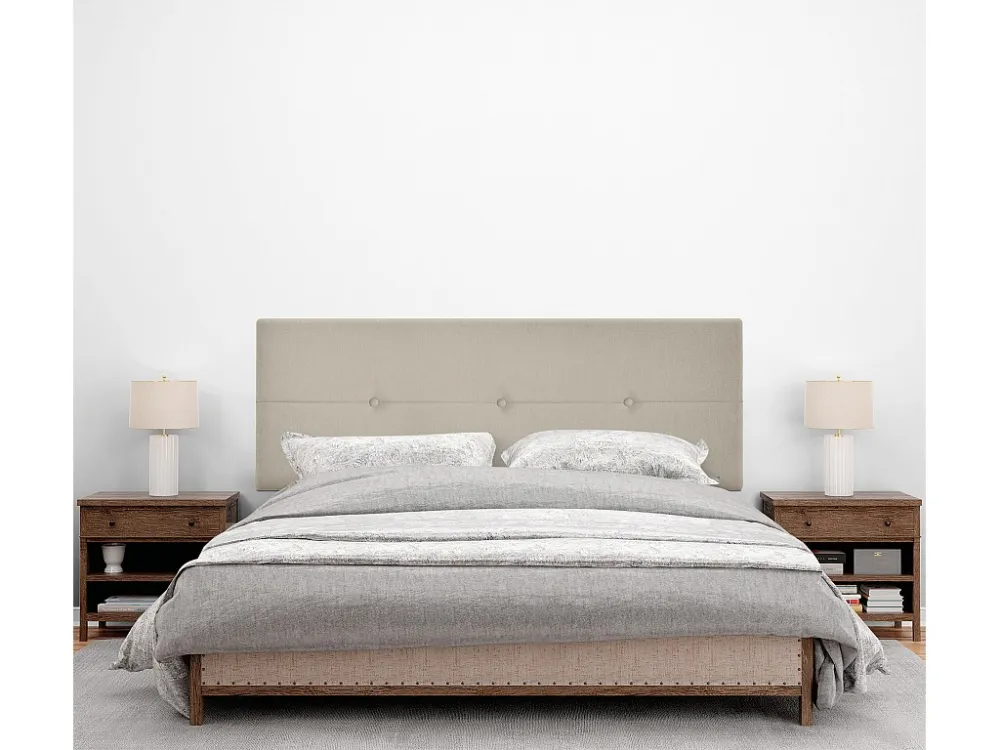 DHOME Hoofdeinde van Aqualine stof met knopen 160x105cm met bedpoten Bedden 150/160 - Natuurtint