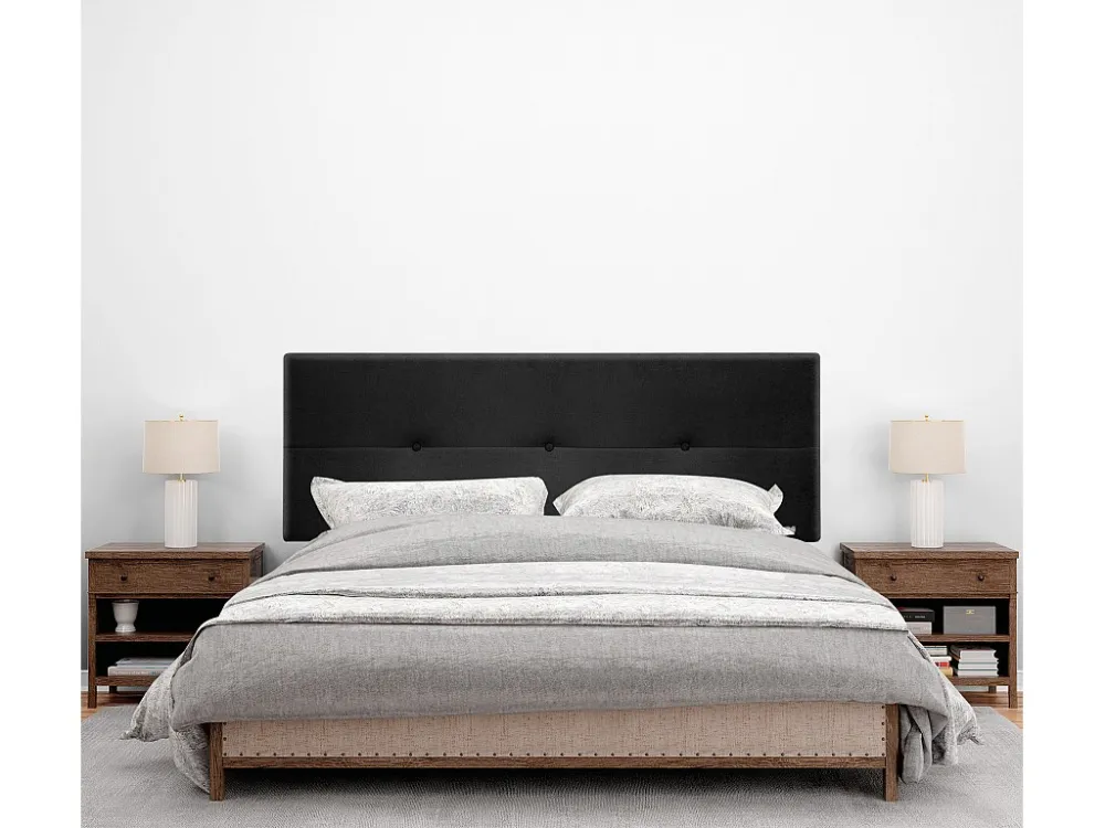 DHOME Hoofdeinde van Aqualine stof met knopen 145x50cm Bedden 135/140 - Zwart