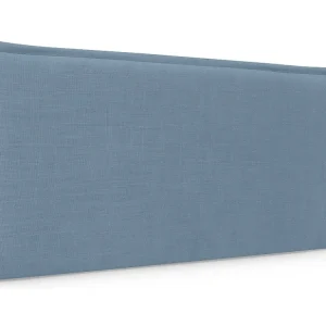 DHOME Hoofdeinde van effen ongedwongen linnen met rand 110x50cm bedden 105 - Blauw