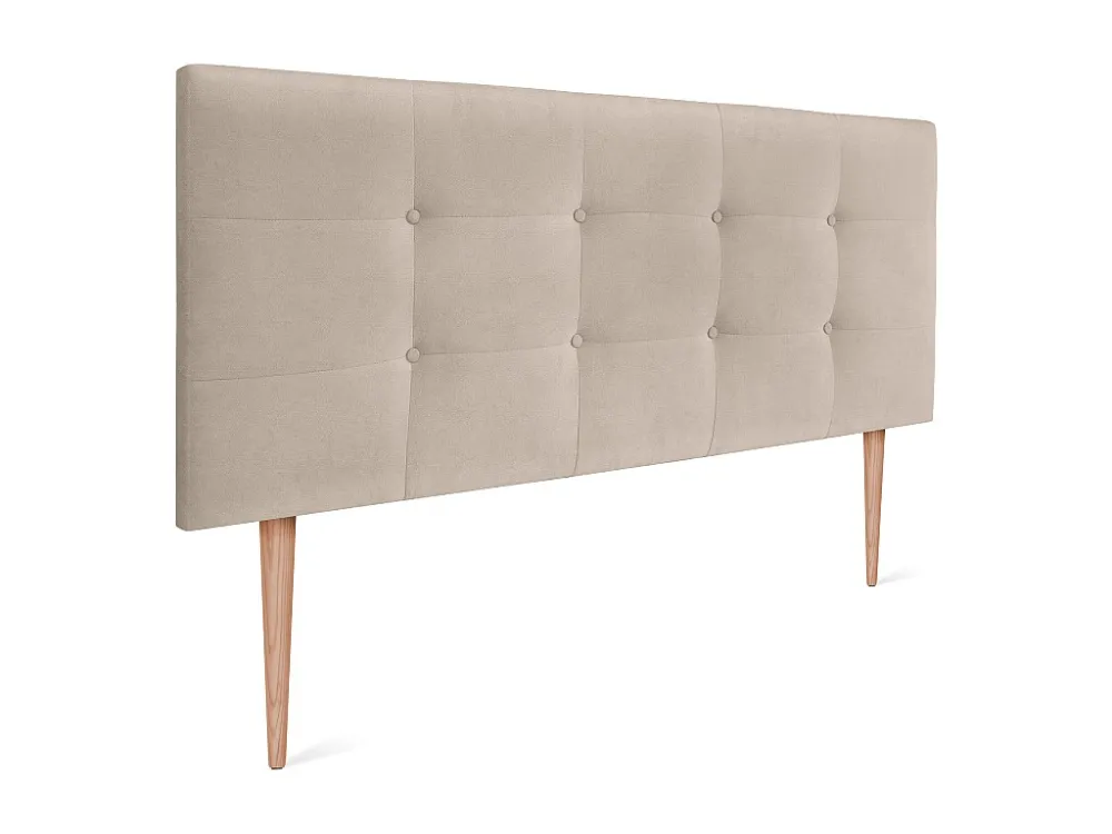 DHOME Hoofdeinde van Stof Aqualine Gecapitonneerd 145x115cm met Poten Bedden 135/140 - Ecru
