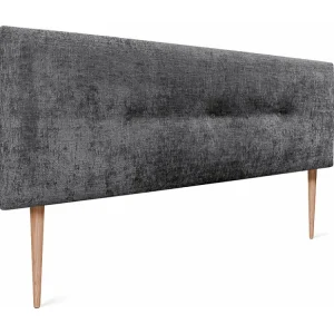 DHOME Kopfteil aus Naturwolle mit Knöpfen, 145 x 105 cm, mit Bettbeinen 140/135 – Dunkelgrau