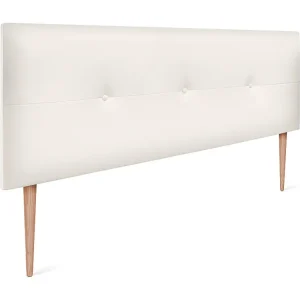 DHOME Kunstleer Hoofdeinde met Knopen 160x105cm met Bedpoten 150/160 - Beenwit