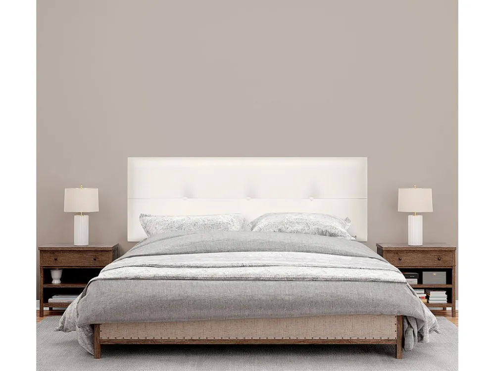 DHOME Kunstleer Hoofdeinde met Knopen 160x105cm met Bedpoten 150/160 - Beenwit