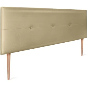 DHOME Kunstleer hoofdeinde met knopen 160x105cm met bedpoten 150/160 - Champagne