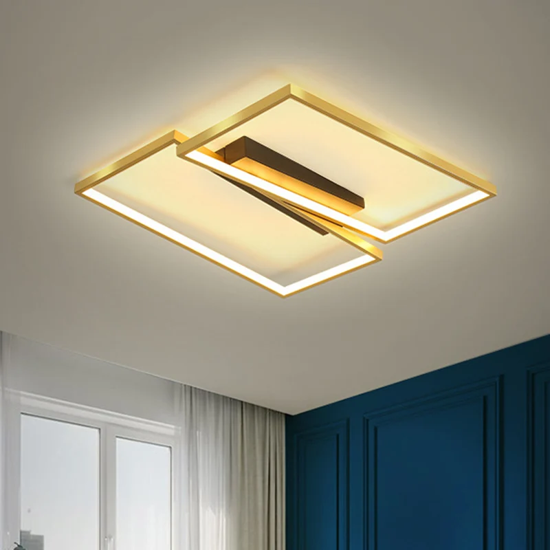 Eenvoudig vierkant/rond frame inbouw metalen LED-slaapkamer inbouwarmatuur goud, warm/wit zwak