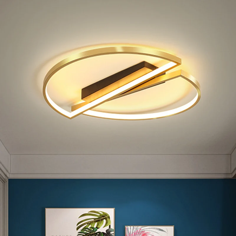 Eenvoudig vierkant/rond frame inbouw metalen LED-slaapkamer inbouwarmatuur goud, warm/wit zwak