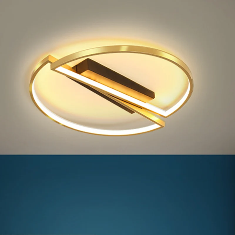 Eenvoudig vierkant/rond frame inbouw metalen LED-slaapkamer inbouwarmatuur goud, warm/wit zwak