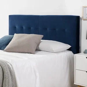 Gecapitonneerd hoofdeinde Napels 140x100 cm Blauw, voor Bed 135, Fluweel, Houten Poten