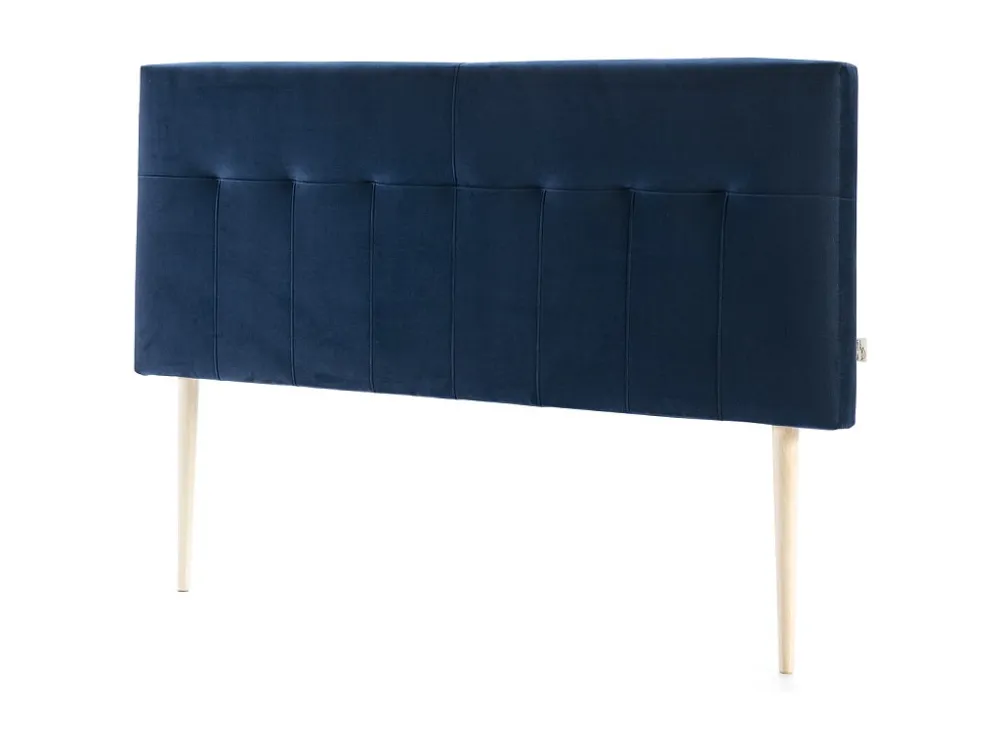 Gecapitonneerd hoofdeinde Napels 140x100 cm Blauw, voor Bed 135, Fluweel, Houten Poten