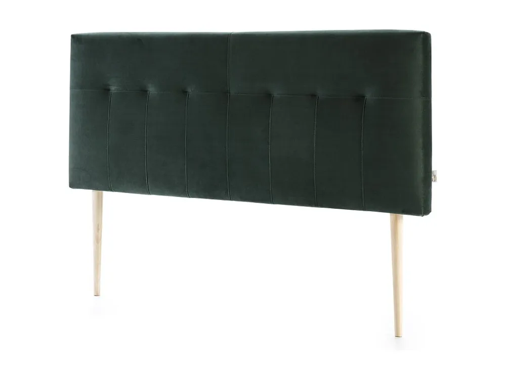 Gecapitonneerd hoofdeinde Napels 140x100 cm Groen, voor Bed 135, Fluweel, Houten Poten