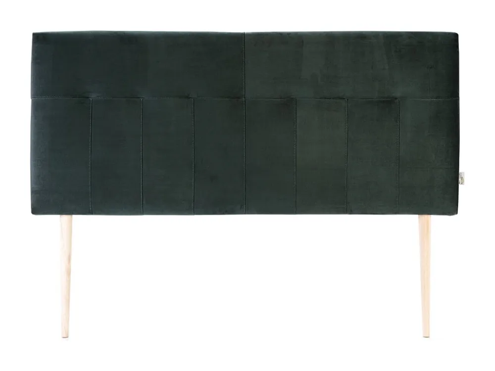 Gecapitonneerd hoofdeinde Napels 140x100 cm Groen, voor Bed 135, Fluweel, Houten Poten