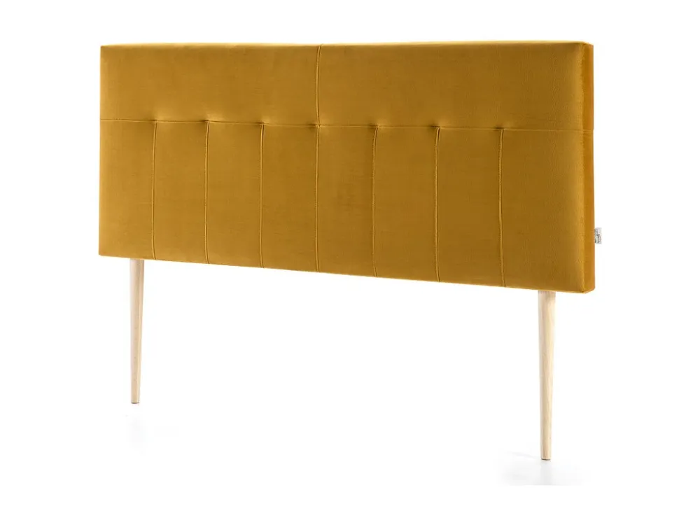 Gecapitonneerd hoofdeinde Napels 140x100 cm Mosterd, voor Bed 135, Fluweel, Houten poten