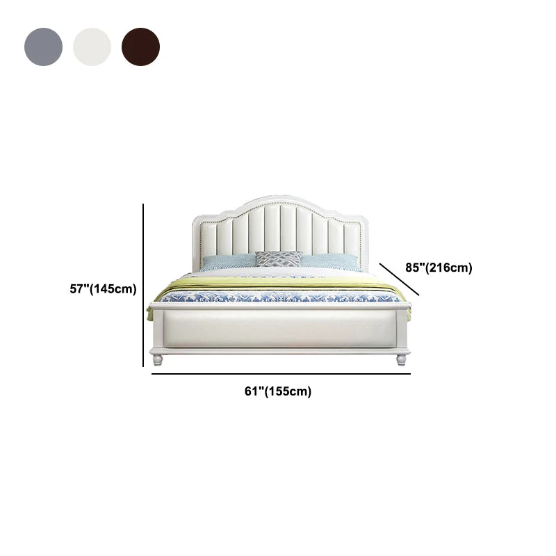 Glam Massief Wood Mattress Included Headboard Arched Panel Bed Grey