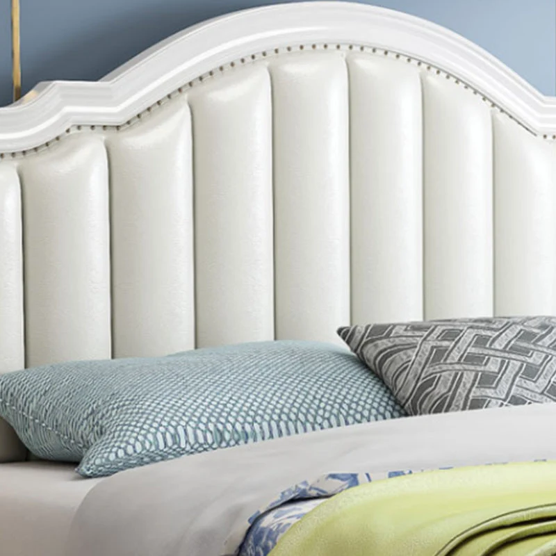 Glam Massief Wood Mattress Included Headboard Arched Panel Bed Grey