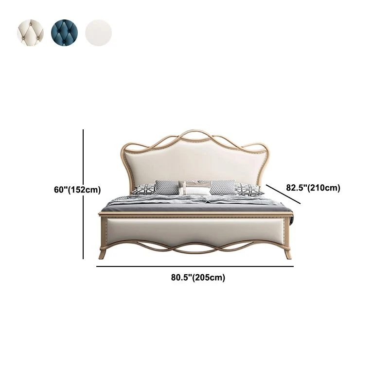 Glam Solid Wood Mattress Included Headboard Camelback Panel Normaal Bed Gloss